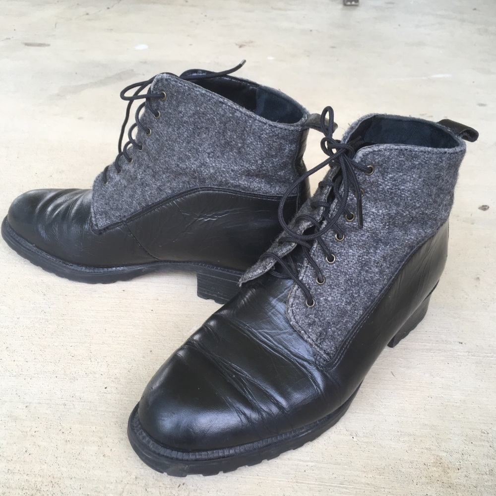 Sorel Leather wool black and grey boots 8-8.5